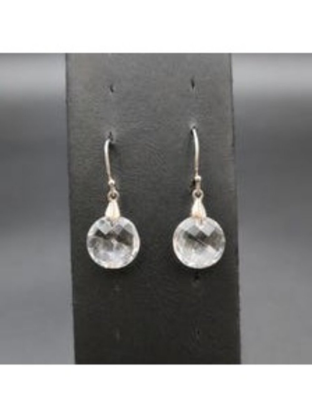 Sterling Silver Faceted Clear Quartz Earrings - Crystal Drop Dangle Hooks A8221